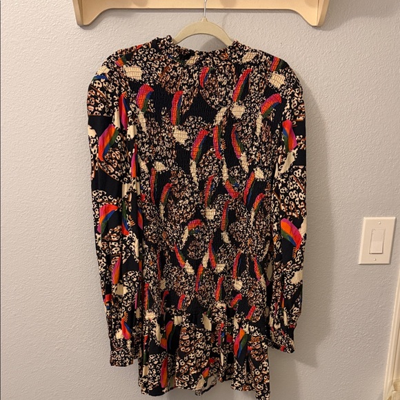 Farm Rio Black Multi Rainbow Print Long Sleeve Dress - Picture 2 of 3